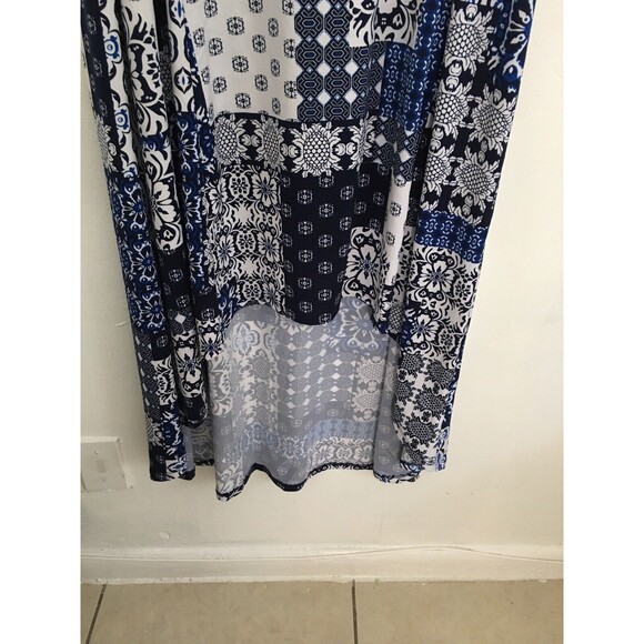 NY Collection Maxi Dress High Low Printed  Plus Size 2XP Cold Shoulder Slit - Picture 11 of 13